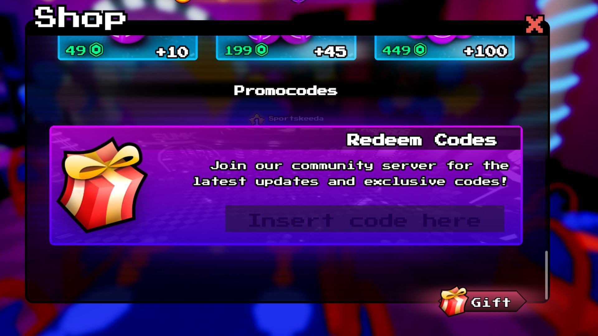 Enter codes precisely in the text box (Image via Roblox)